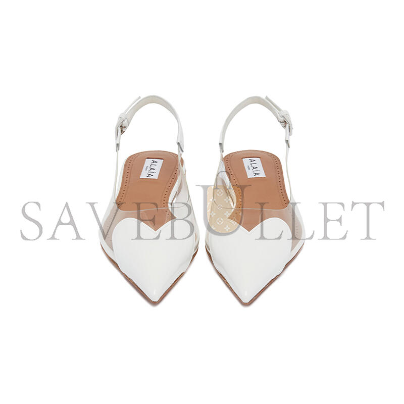 ALAÏA WHITE SLINGBACK FLAT LE COEUR 